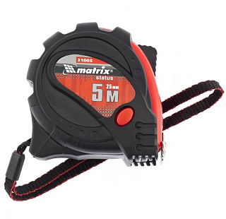 картинка Рулетка Status Magnet 3 fixations, 5 м х 25 мм, обрезиненный корпус, зацеп с магнитом Matrix от интернет-магазина К1-СТРОЙ