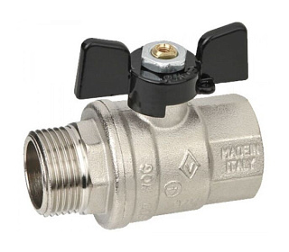 картинка Кран шаровой 1/2" гайка/штуцер бабочка усиленная BUGATTI от интернет-магазина К1-СТРОЙ