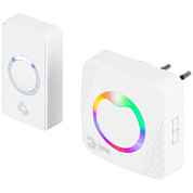 картинка Звонок дверной беспроводной RGB подсветка от сети белый 36 мелодий POLYCOLOR C101 ЭРА от интернет-магазина К1-СТРОЙ