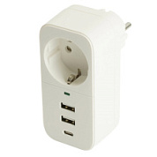 картинка Сетевой фильтр 1-местный с/з 250В, 16А, 2USB+1Type-C 2,4 A, серия Nova, HM81-11-1, белый 50142 STEKKER от интернет-магазина К1-СТРОЙ