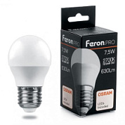 картинка Лампа светодиодная шарик LB-1407 E27 7.5W 2700K Feron.PRO+OSRAM от интернет-магазина К1-СТРОЙ