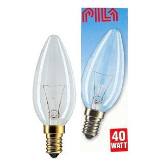 картинка Лампа накаливания свеча прозрачная 40w E14 PILA от интернет-магазина К1-СТРОЙ