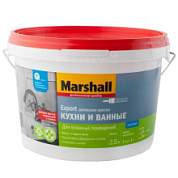 картинка Краска для кухни и ванной влагостойкая интерьерная баз BW 2,5л MARSHALL от интернет-магазина К1-СТРОЙ