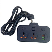 картинка Сетевой фильтр 2м.- 2-гн. зарядка 3-USB/1-Type-c 2500w PS16 Recrsi от интернет-магазина К1-СТРОЙ
