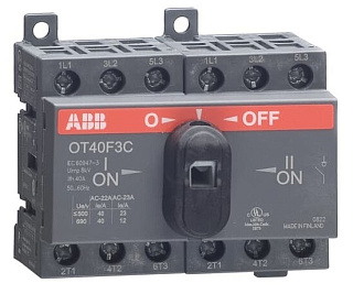 картинка Реверсивный рубильник OT40F3С 40А 3х-полюсный с рукояткой ABB от интернет-магазина К1-СТРОЙ