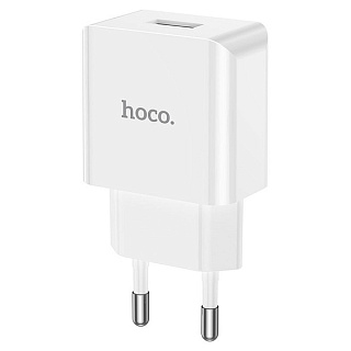 картинка Сетевое зарядное устройство 1xUSB, 2.1A, 10.5W, белый C106A HOCO от интернет-магазина К1-СТРОЙ