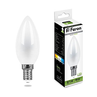 картинка Лампа светодиодная свеча матовая 5W 230V E14 4000K LB-58 Feron от интернет-магазина К1-СТРОЙ