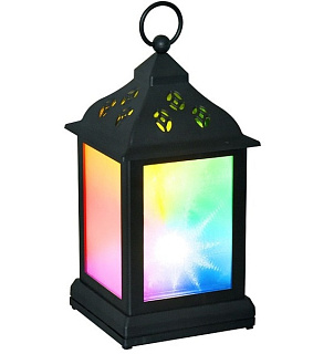 картинка Фонарь Uniel декоративный со светодиодной RGB-гирляндой внутри, черный от интернет-магазина К1-СТРОЙ