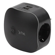 картинка Разветвитель ЭРА SP-3e-USB на 3 розетки + 2 USB, с заземлением и шторками, 16 А, чёрный от интернет-магазина К1-СТРОЙ