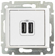 картинка Розетка USB двойная белый глянец 770470 Legrand Valena от интернет-магазина К1-СТРОЙ