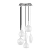 картинка 803060 (MD2098-6W) Подвес PENTOLA 6х40W E14  ХРОМ/БЕЛЫЙ (в комплекте) от интернет-магазина К1-СТРОЙ