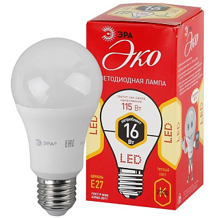 картинка Лампа светодиодная ЭКО 16w E27 2700k Led ЭРА от интернет-магазина К1-СТРОЙ