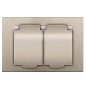 картинка Розетка 2-ая серия "Афина" 16А IP20 с/з с крышкой шампань А0031-Br Universal от интернет-магазина К1-СТРОЙ